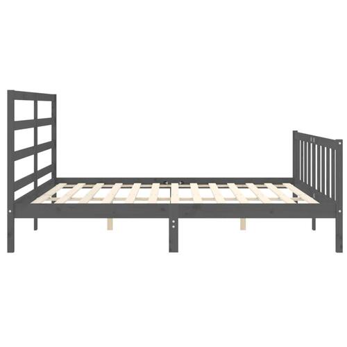 Sengeramme med sengegavl 200x200 cm massivt træ grå