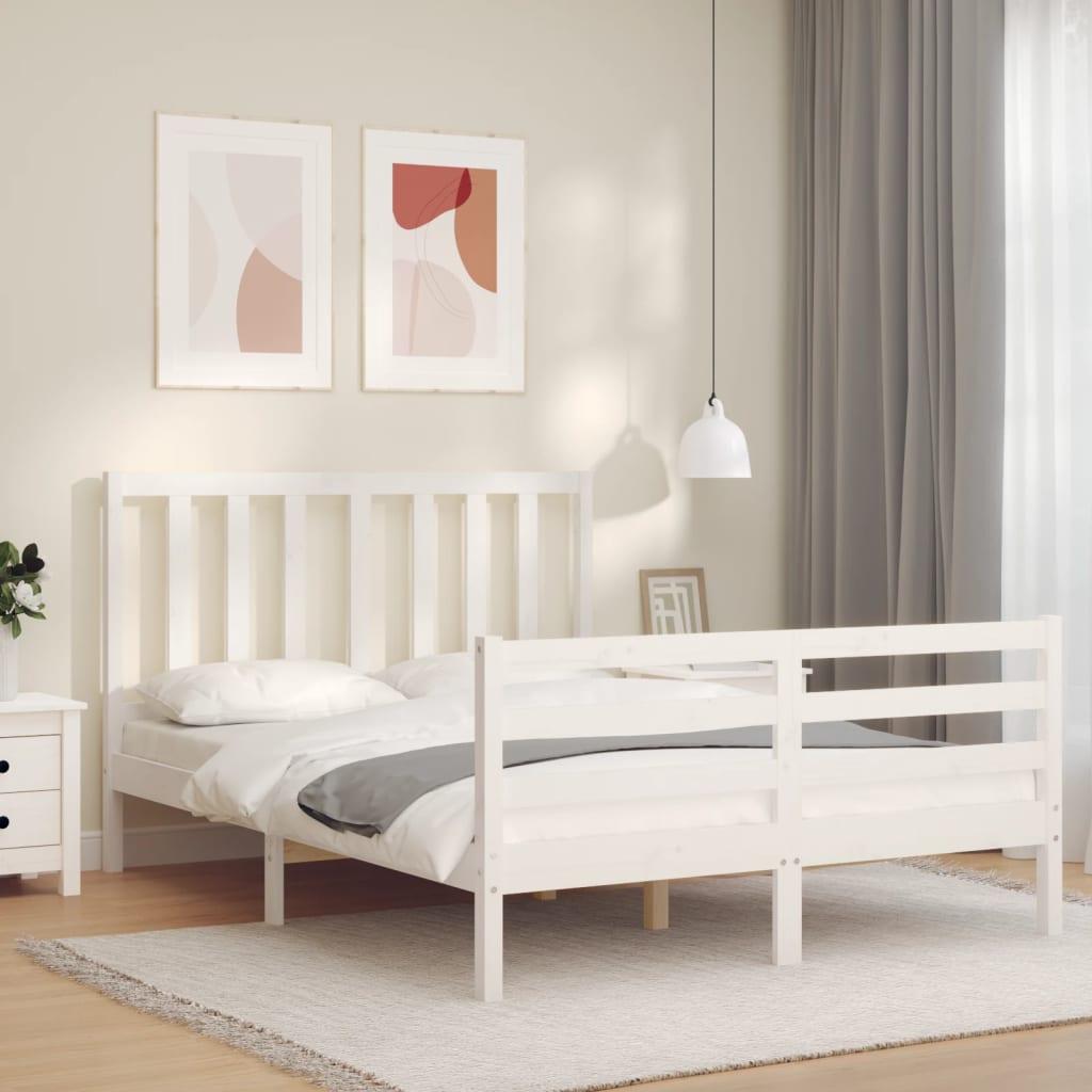 Sengeramme uden madras 120x200 cm massivt fyrretræ hvid