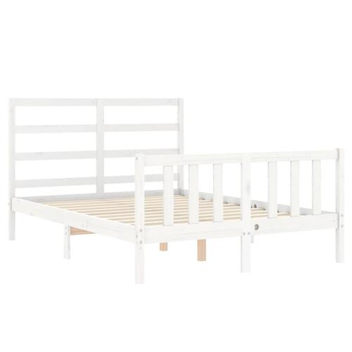 Sengeramme med sengegavl 140x200 cm massivt træ hvid