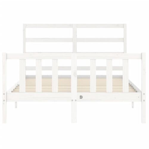 Sengeramme med sengegavl 140x200 cm massivt træ hvid