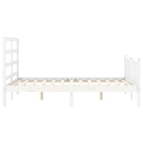Sengeramme med sengegavl 140x200 cm massivt træ hvid