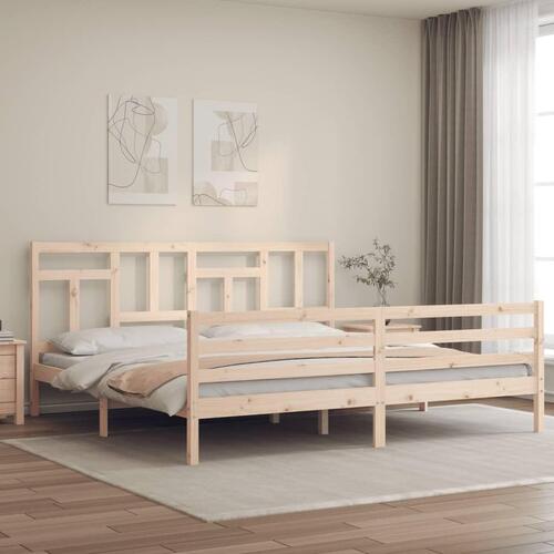 Sengeramme med sengegavl 200x200 cm massivt træ