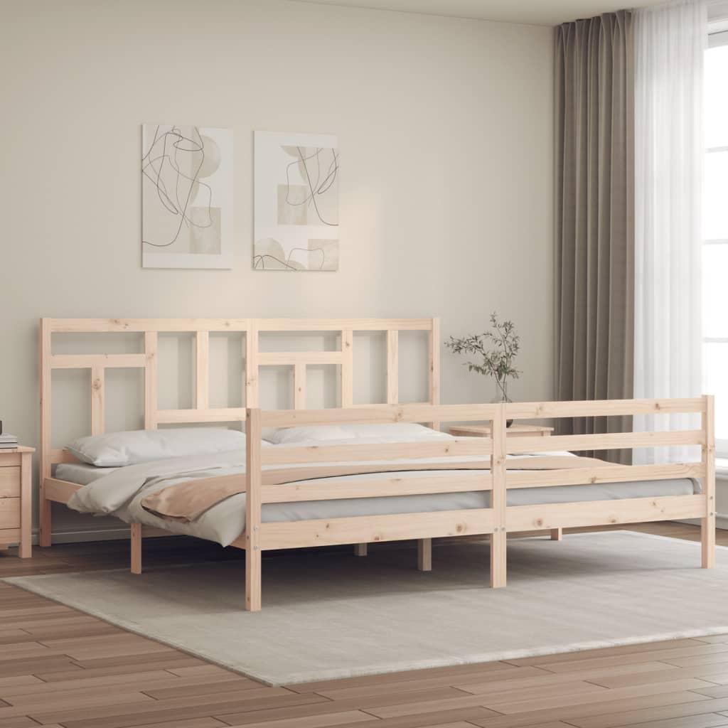 Sengeramme med sengegavl 200x200 cm massivt træ