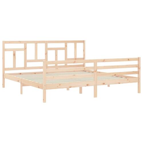Sengeramme med sengegavl 200x200 cm massivt træ