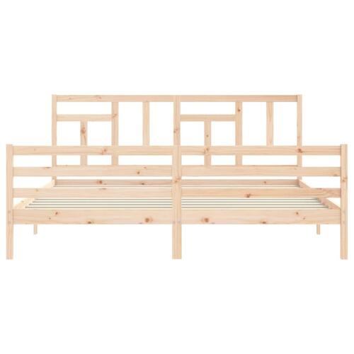 Sengeramme med sengegavl 200x200 cm massivt træ