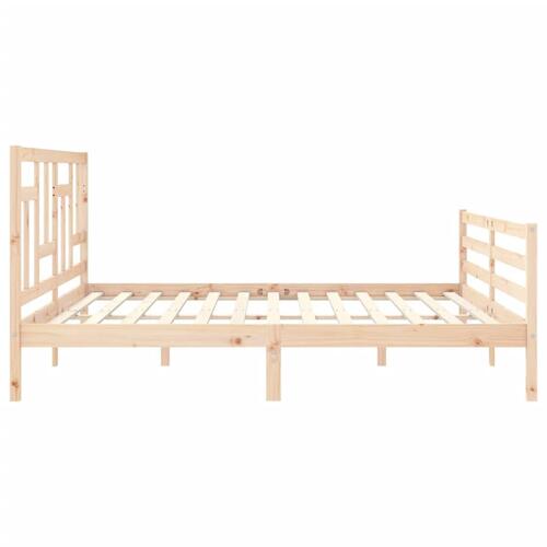 Sengeramme med sengegavl 200x200 cm massivt træ
