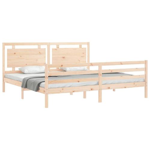 Sengeramme med sengegavl 200x200 cm massivt træ