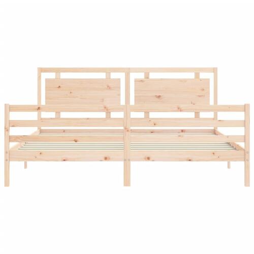 Sengeramme med sengegavl 200x200 cm massivt træ