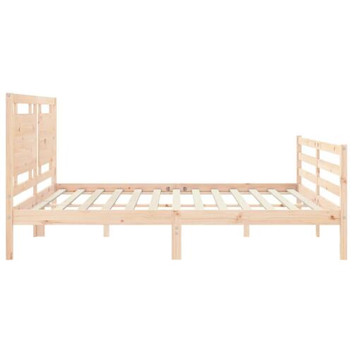 Sengeramme med sengegavl 200x200 cm massivt træ