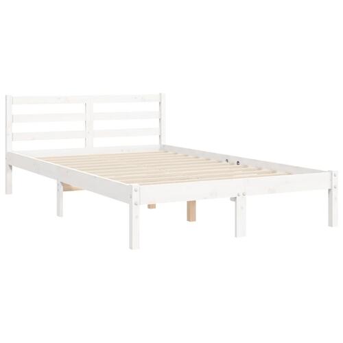 Sengeramme med sengegavl Small Double massivt træ hvid