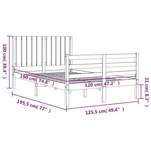 Sengeramme med sengegavl Small Double massivt træ hvid