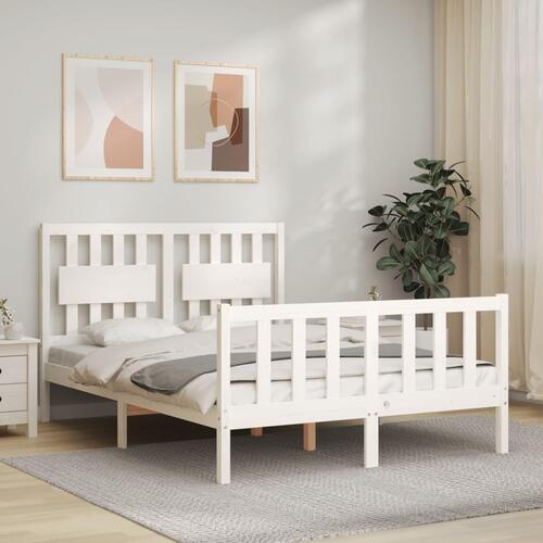 Sengeramme uden madras 120x200 cm massivt fyrretræ hvid