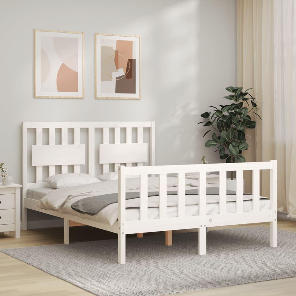 Sengeramme uden madras 120x200 cm massivt fyrretræ hvid