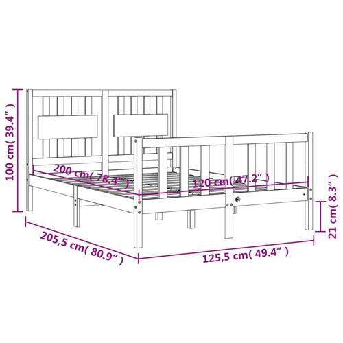 Sengeramme med sengegavl 120x200 cm massivt træ hvid