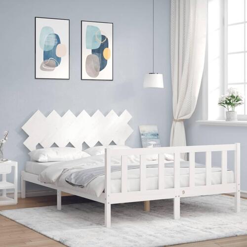 Sengeramme uden madras 140x190 cm massivt fyrretræ hvid