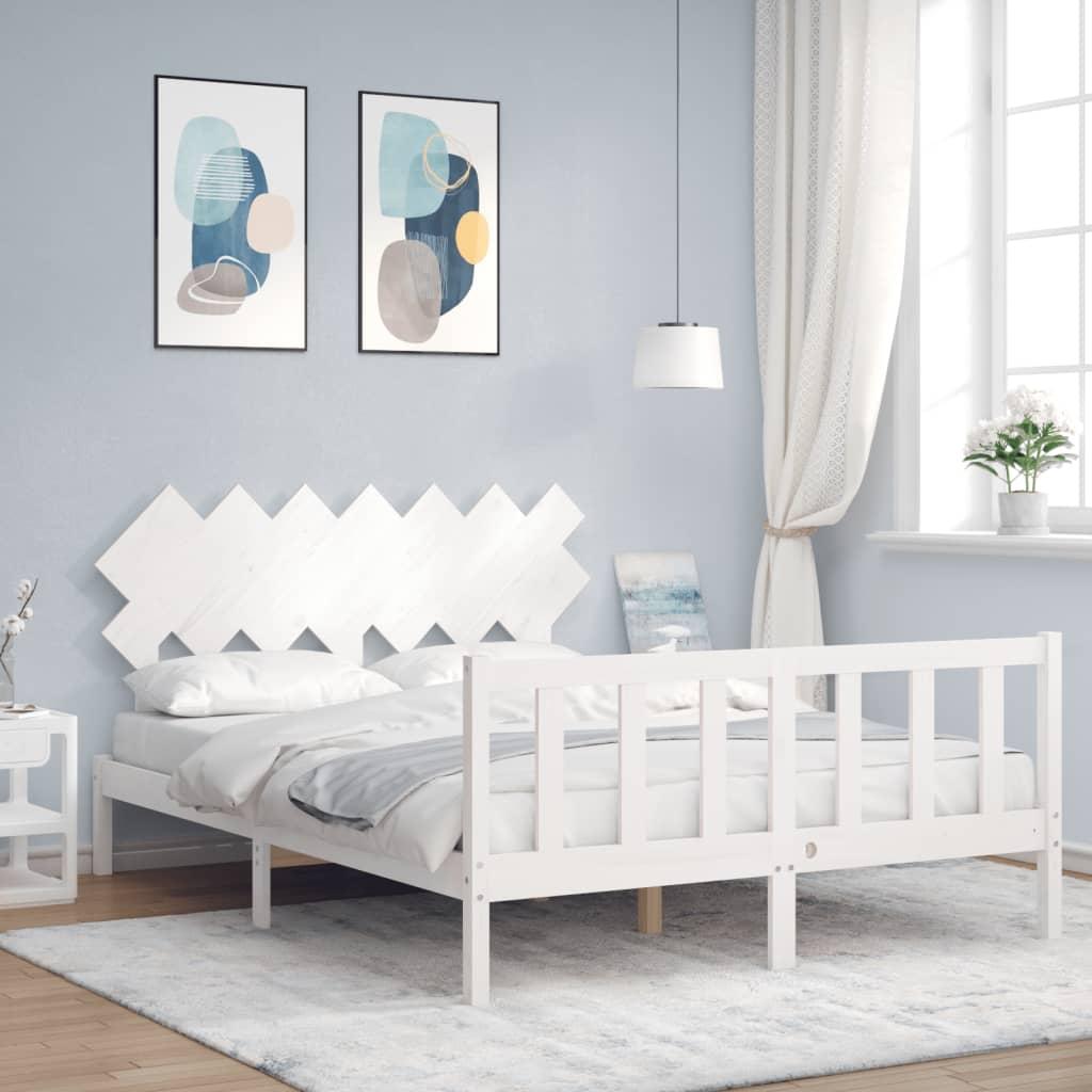 Sengeramme uden madras 140x190 cm massivt fyrretræ hvid