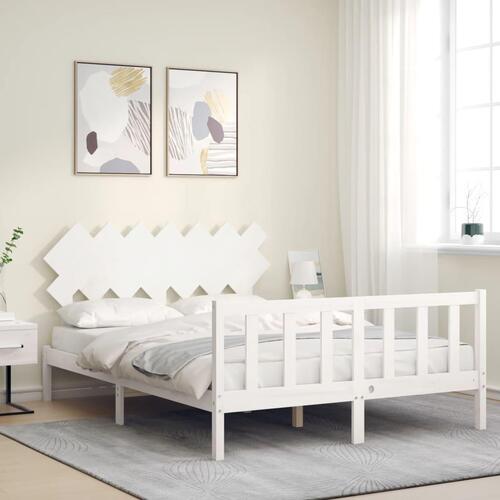 Sengeramme uden madras 140x190 cm massivt fyrretræ hvid