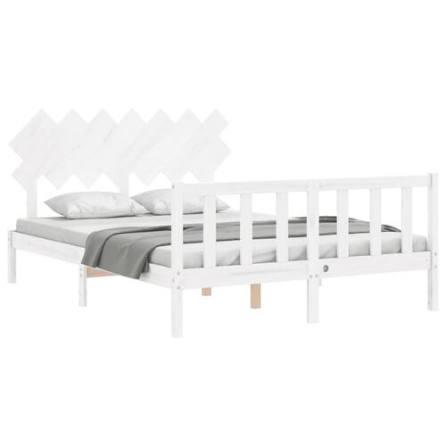 Sengeramme uden madras 140x190 cm massivt fyrretræ hvid