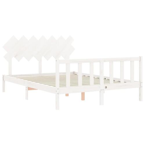 Sengeramme uden madras 140x190 cm massivt fyrretræ hvid
