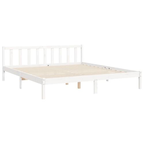 Sengeramme med sengegavl Super King Size massivt træ hvid