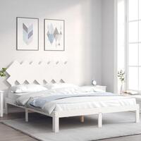 Sengeramme uden madras 140x190 cm massivt fyrretræ hvid