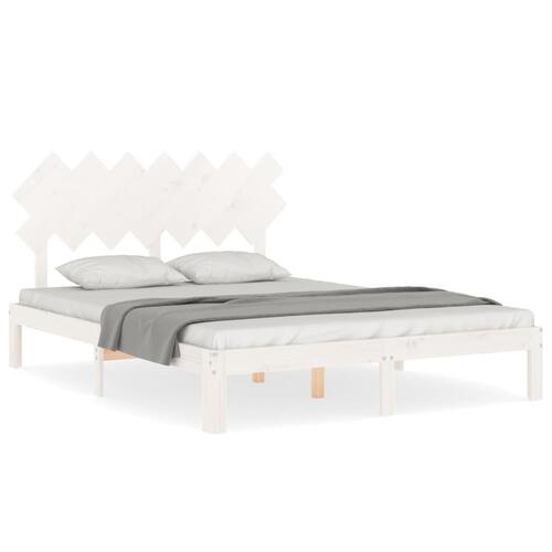 Sengeramme uden madras 140x190 cm massivt fyrretræ hvid