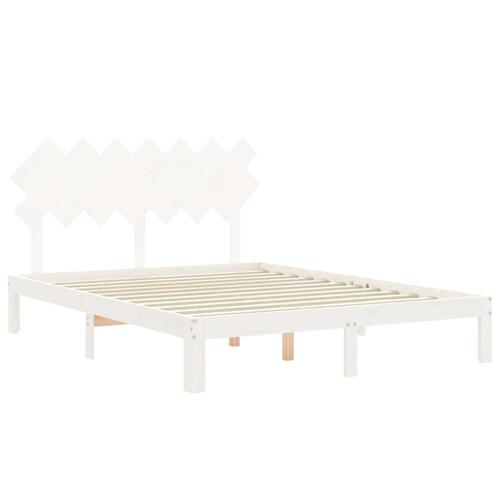 Sengeramme uden madras 140x190 cm massivt fyrretræ hvid