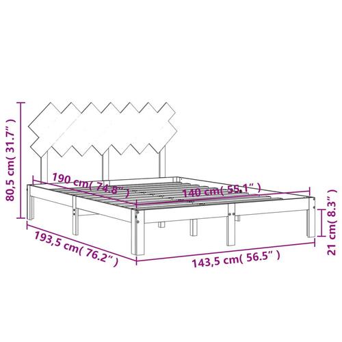 Sengeramme med sengegavl 140x190 cm massivt træ hvid