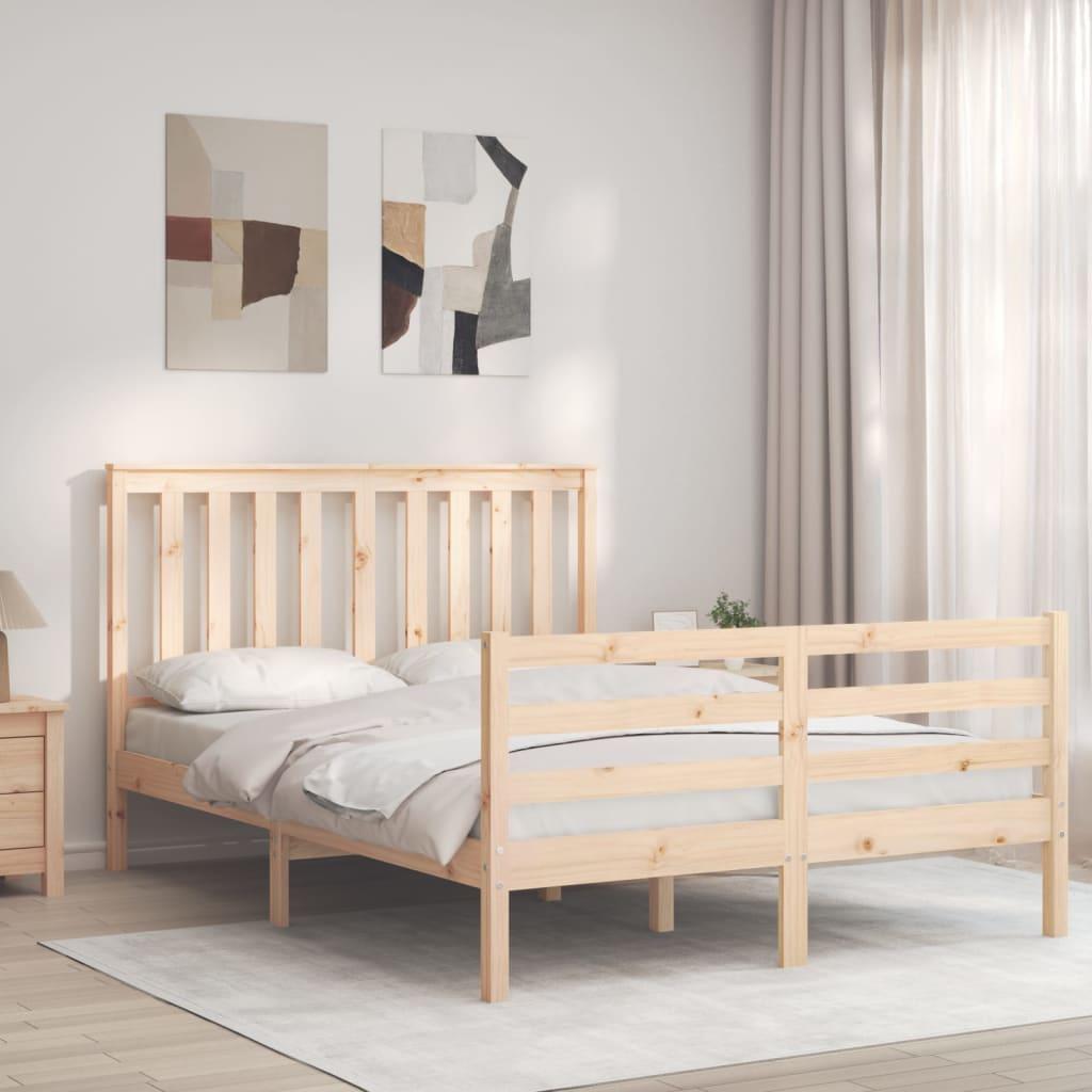 Sengeramme med sengegavl 120x200 cm massivt træ hvid