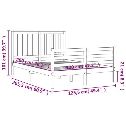Sengeramme med sengegavl 120x200 cm massivt træ hvid