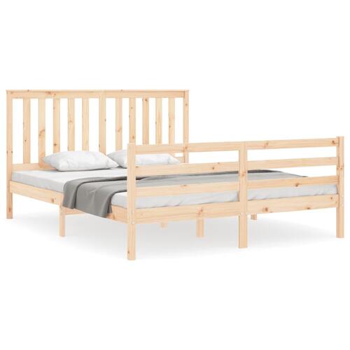 Sengeramme med sengegavl kingsize massivt træ