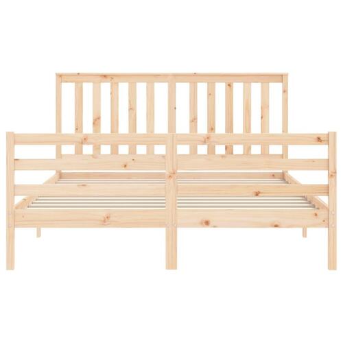 Sengeramme med sengegavl kingsize massivt træ