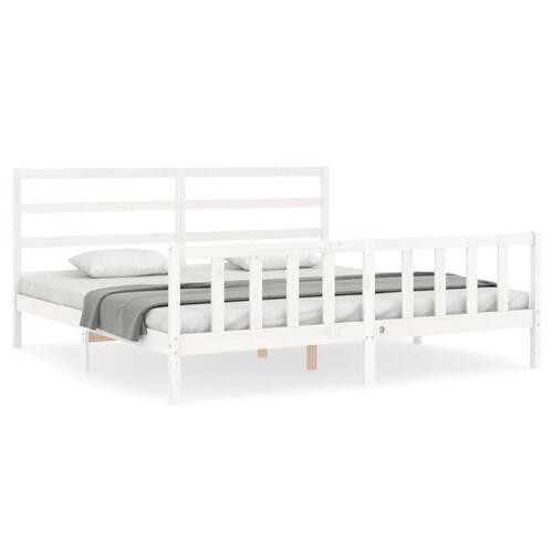 Sengeramme med sengegavl 180x200 cm massivt træ hvid