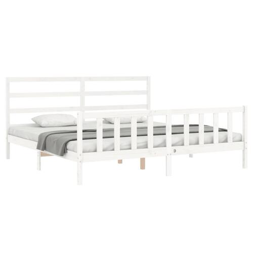Sengeramme med sengegavl 180x200 cm massivt træ hvid