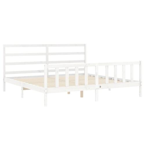 Sengeramme med sengegavl 180x200 cm massivt træ hvid