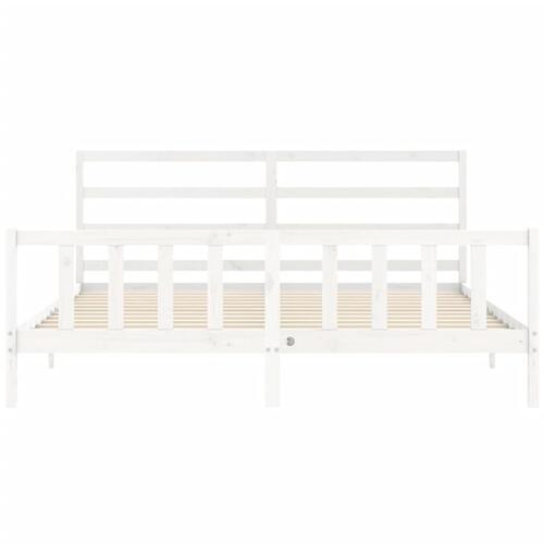 Sengeramme med sengegavl 180x200 cm massivt træ hvid