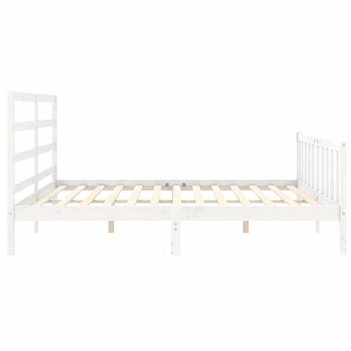 Sengeramme med sengegavl 180x200 cm massivt træ hvid