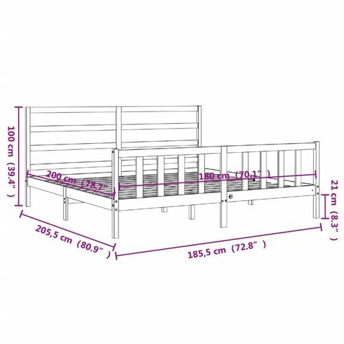 Sengeramme med sengegavl 180x200 cm massivt træ hvid