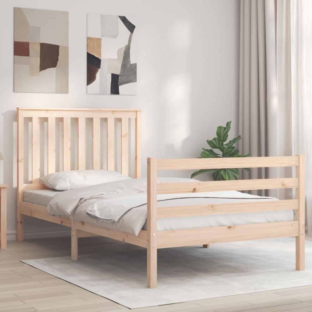 Sengeramme med sengegavl 100x200 cm massivt træ