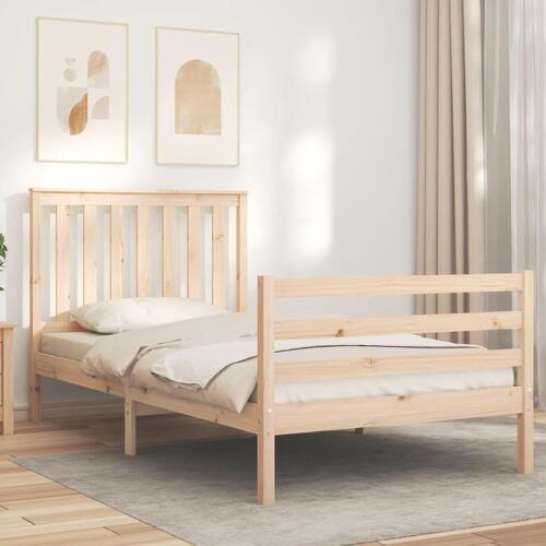 Sengeramme med sengegavl 100x200 cm massivt træ