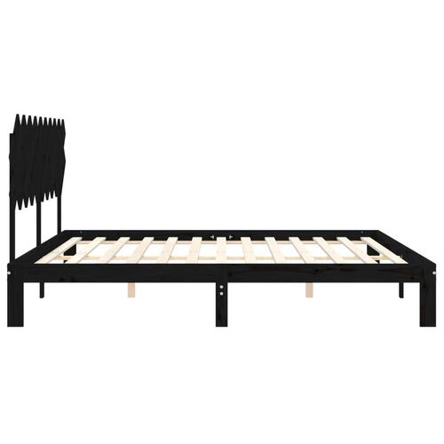 Sengeramme med sengegavl 200x200 cm massivt træ sort