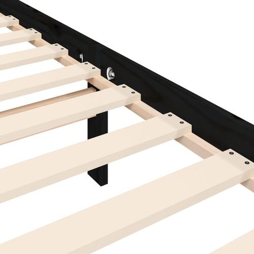 Sengeramme med sengegavl 200x200 cm massivt træ sort