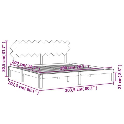Sengeramme med sengegavl 200x200 cm massivt træ sort