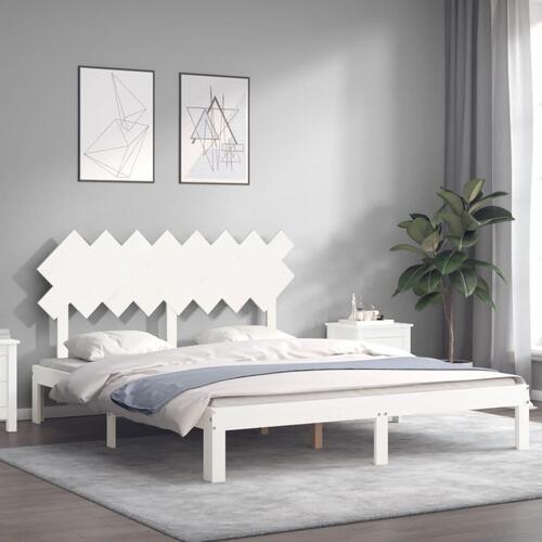 Sengeramme uden madras 160x200 cm massivt fyrretræ hvid