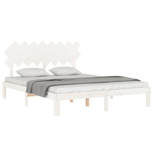 Sengeramme uden madras 160x200 cm massivt fyrretræ hvid