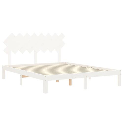 Sengeramme uden madras 160x200 cm massivt fyrretræ hvid
