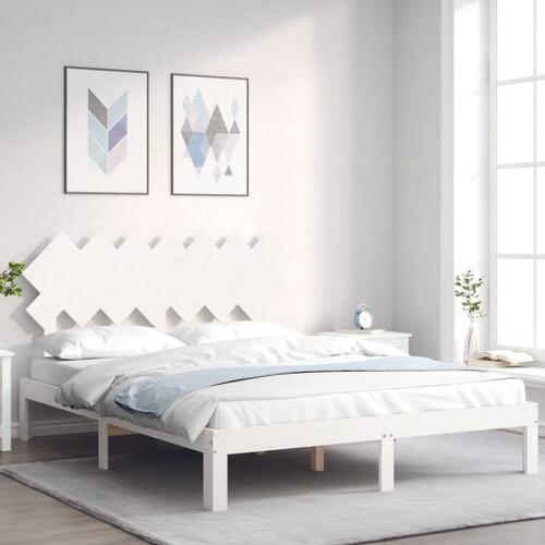 Sengeramme uden madras 140x200 cm massivt fyrretræ hvid