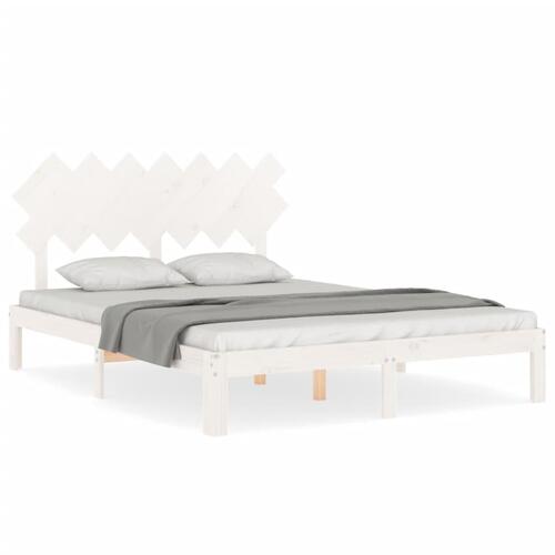 Sengeramme uden madras 140x200 cm massivt fyrretræ hvid