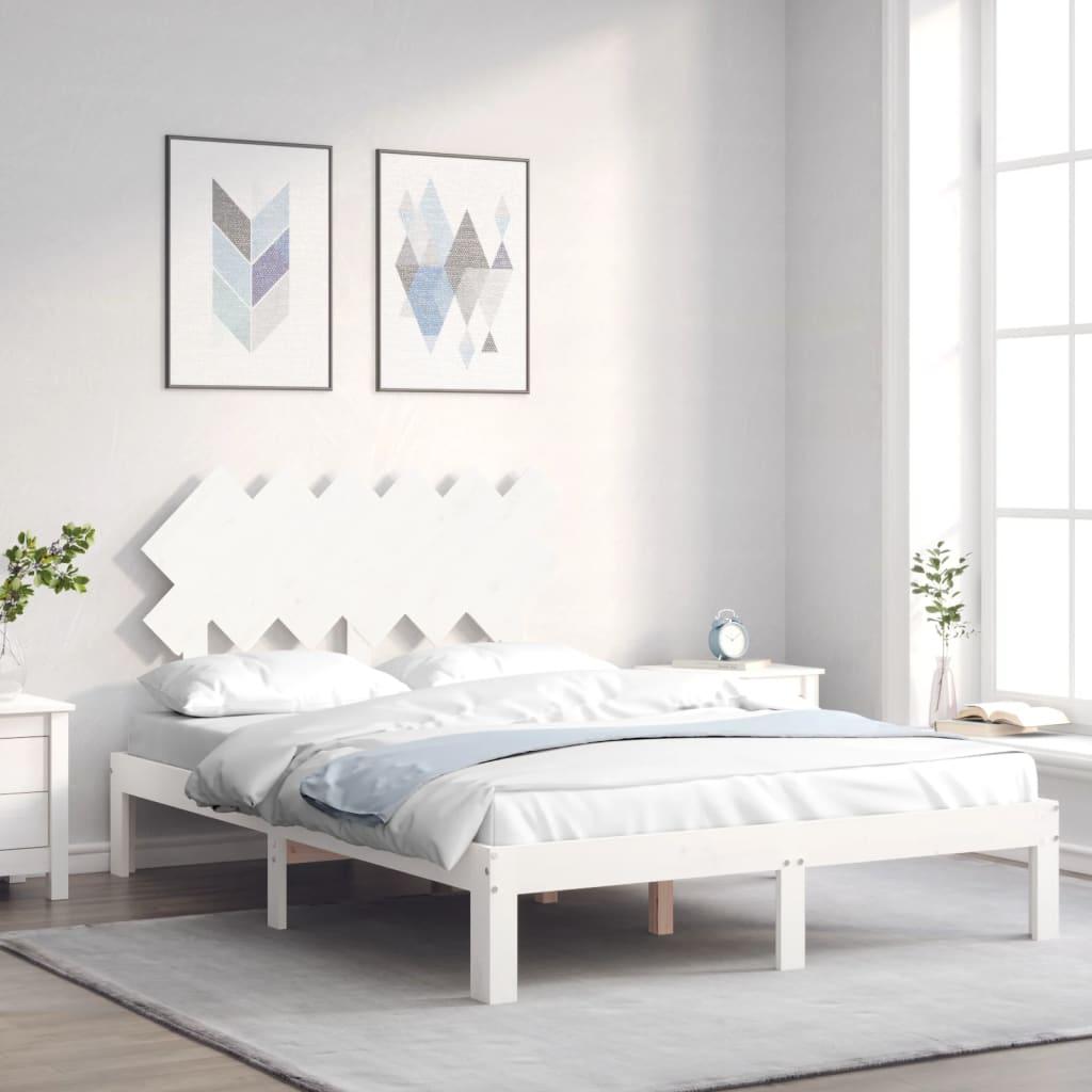 Sengeramme uden madras 120x200 cm massivt fyrretræ hvid