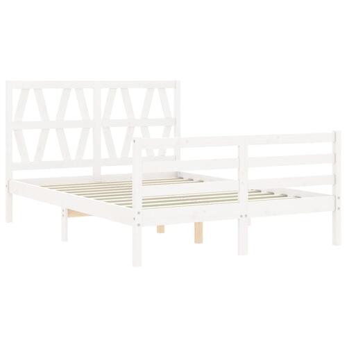 Sengeramme med sengegavl 140x200 cm massivt træ hvid